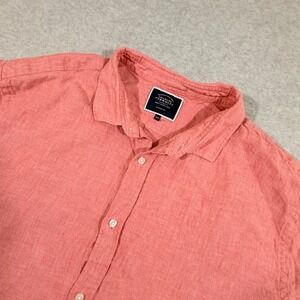Charles Tyrwhitt Shirt Mens XXXL Coral Pink Good 100% Linen Short Sleeve Classic